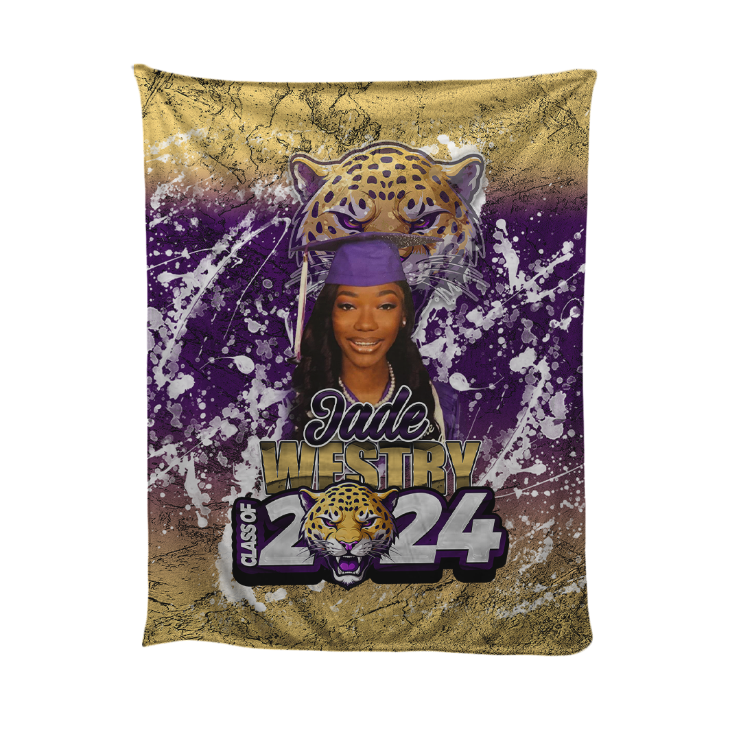 Graduation 2024 Custom Fleece Blanket Purple