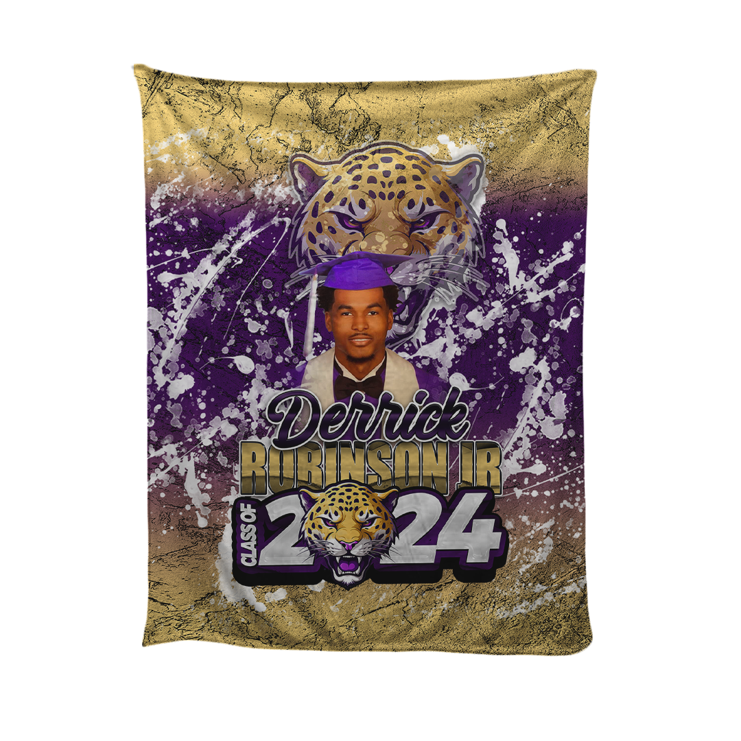 Graduation 2024 Custom Fleece Blanket Purple