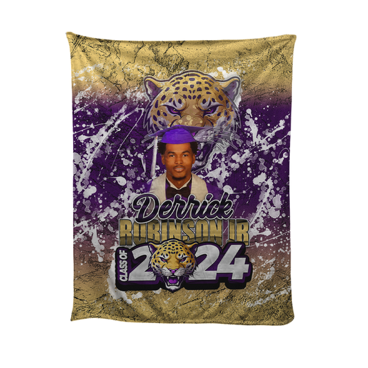 Graduation 2024 Custom Fleece Blanket Purple