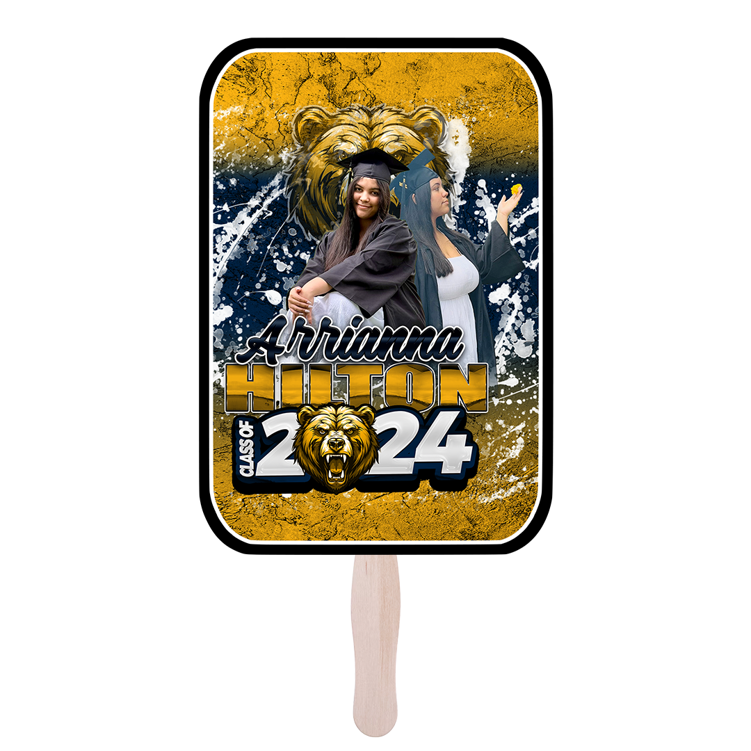 Graduation 2024 Custom Fan Navy Blue Yellow