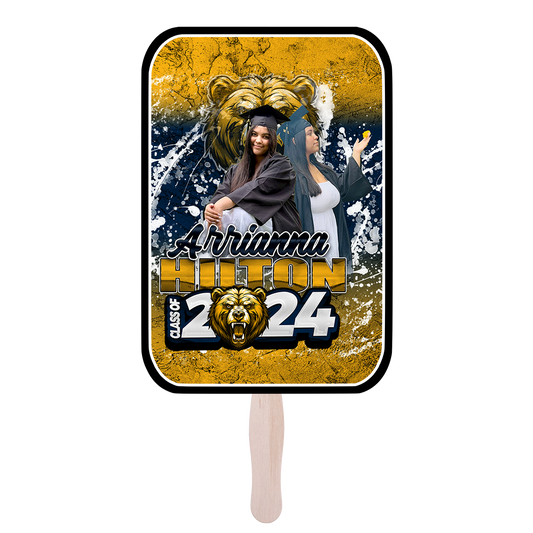 Graduation 2024 Custom Fan Navy Blue Yellow