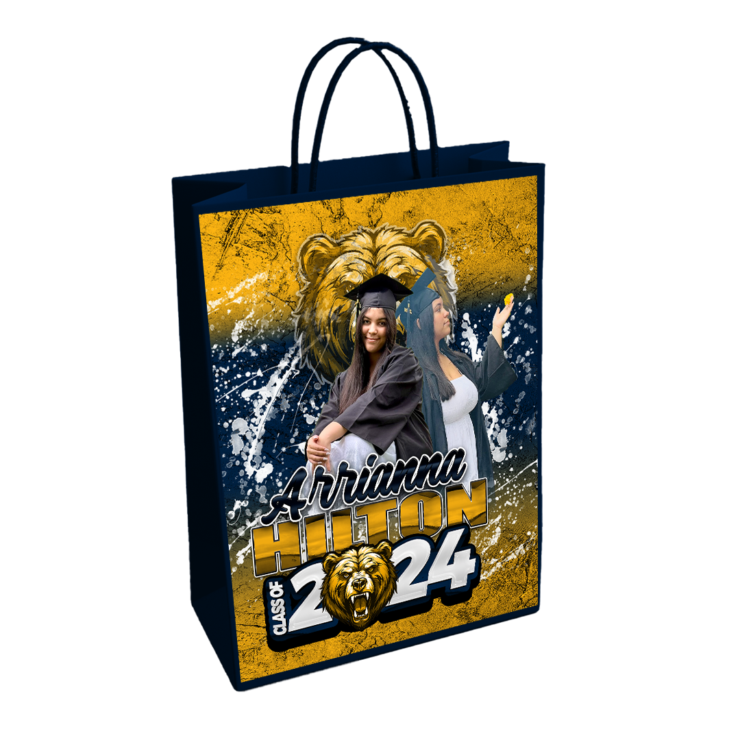 Graduation 2024 Custom Gift Bag Navy Blue Yellow