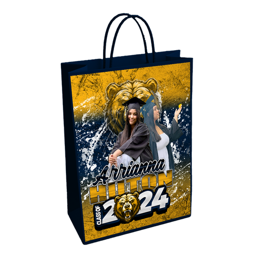 Graduation 2024 Custom Gift Bag Navy Blue Yellow