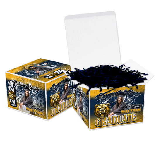 Graduation 2024 Custom Gift Box Navy Blue Yellow