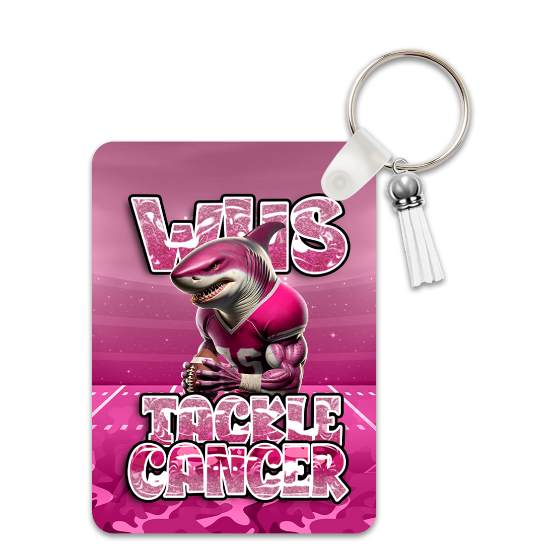 PinkOut Tackle Cancer Rectangle Keychain