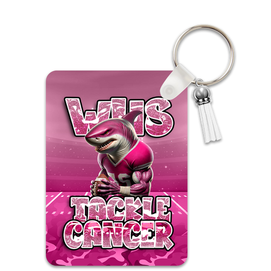 PinkOut Tackle Cancer Rectangle Keychain