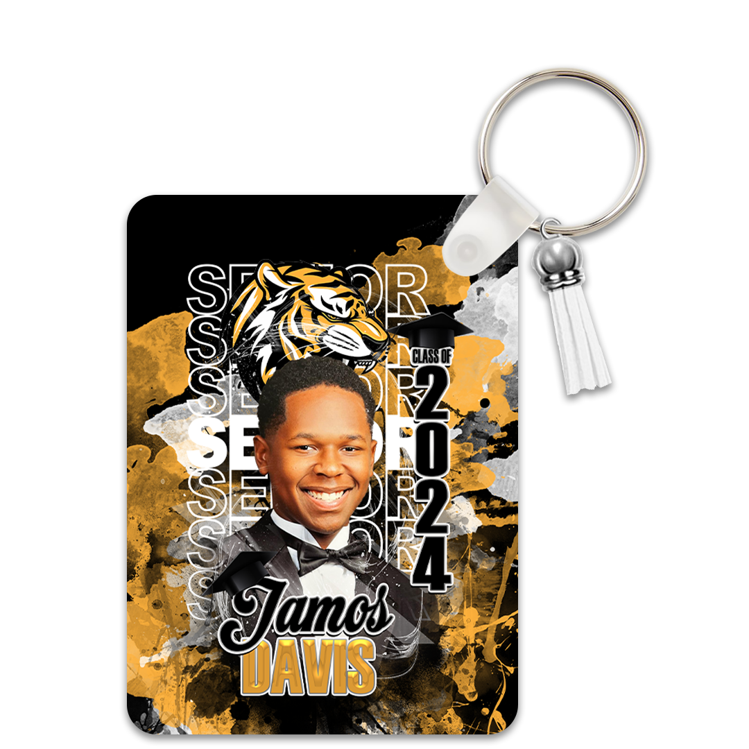 Graduation 2024 Custom Rectangle Keychain Black Gold