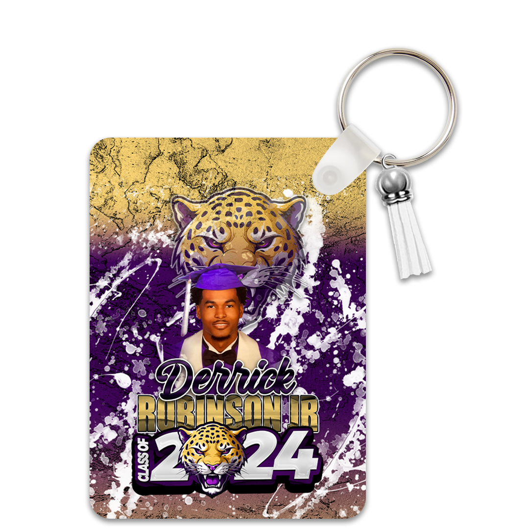 Graduation 2024 Custom Rectangle Keychain Purple