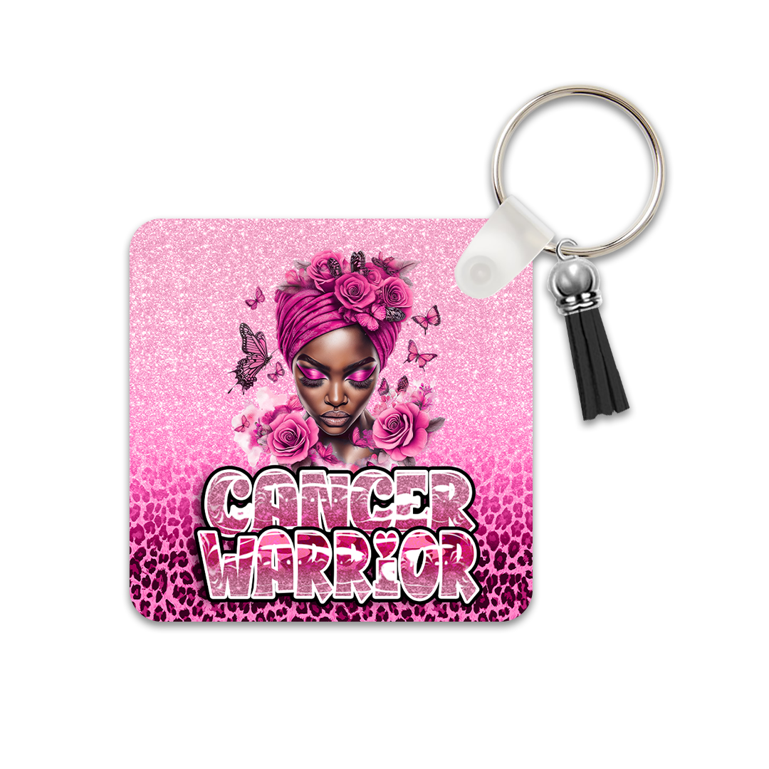 Cancer Warrior Square Keychain