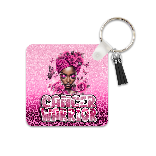 Cancer Warrior Square Keychain