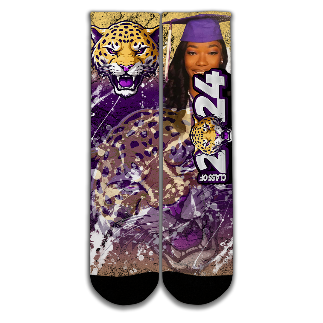 Graduation 2024 Custom Socks Purple