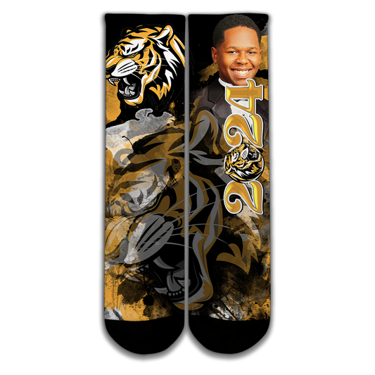 Graduation 2024 Custom Socks Black Gold