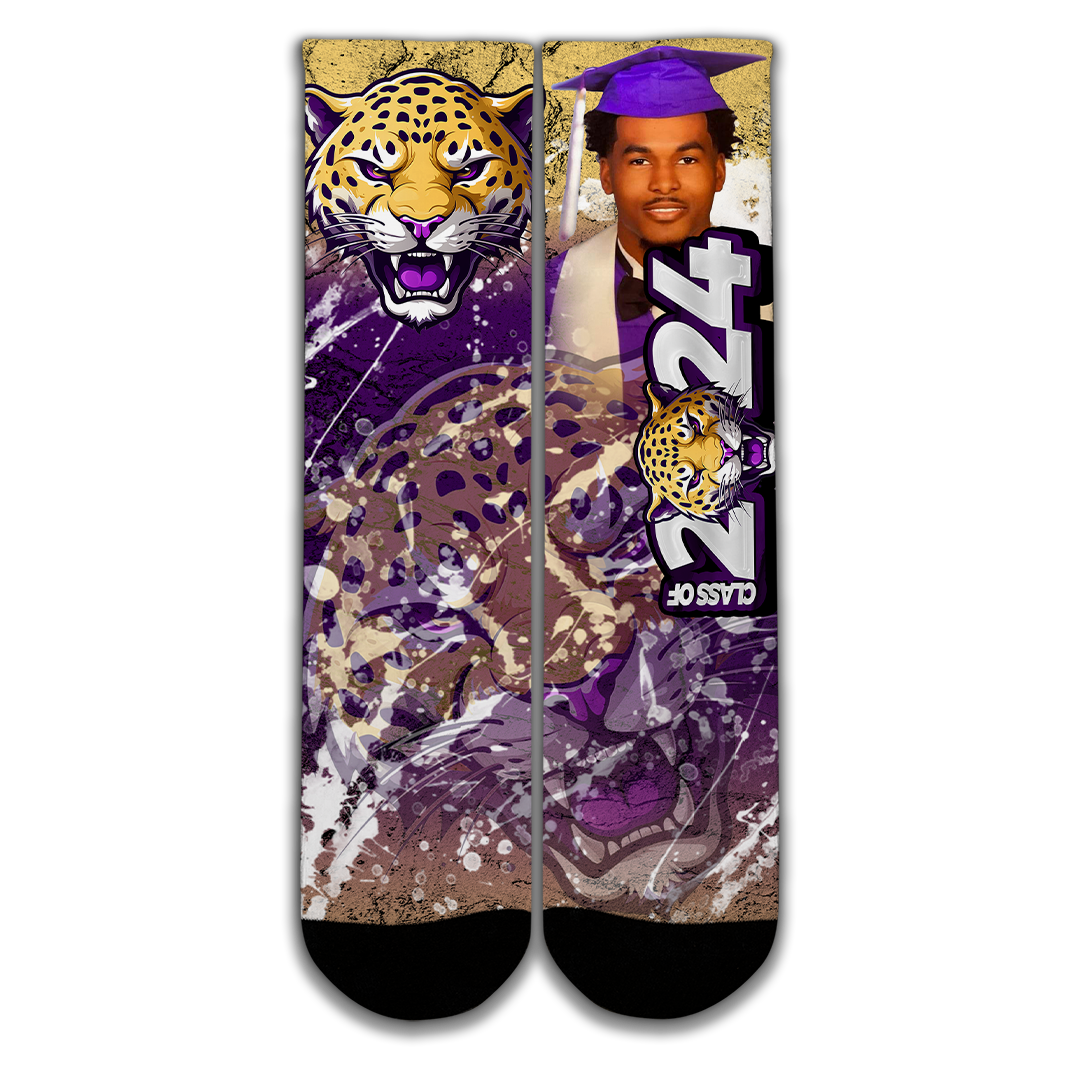 Graduation 2024 Custom Socks Purple