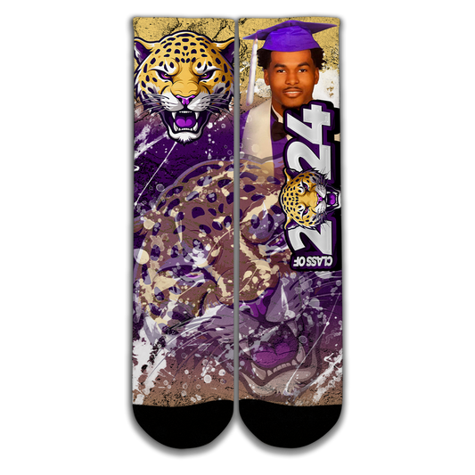 Graduation 2024 Custom Socks Purple