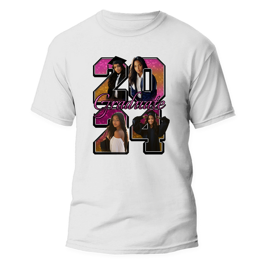 Graduation 2024 Personalized Custom Photo Pop Number Shirt