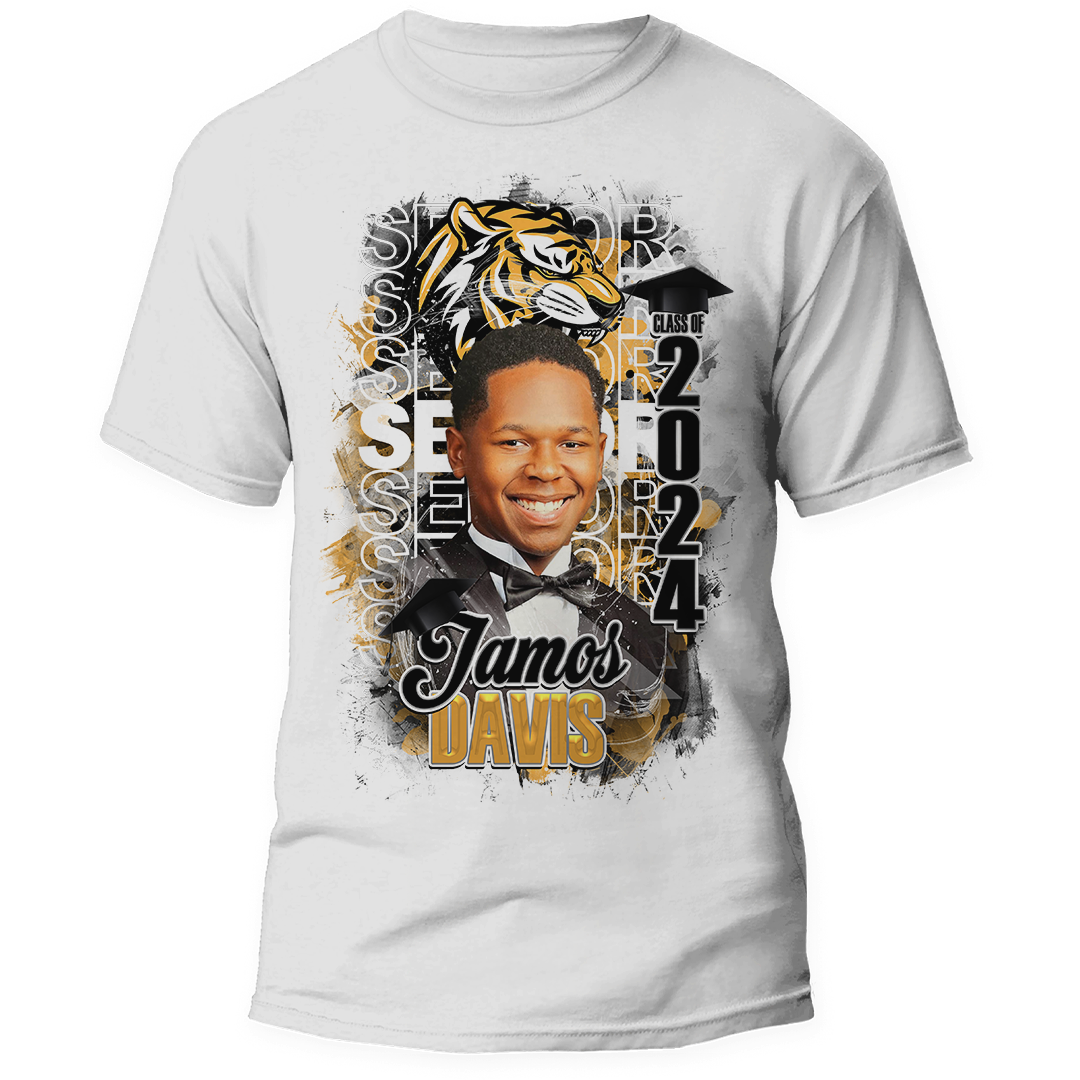 Graduation 2024 Senior Custom Photo Shirt Black Gold