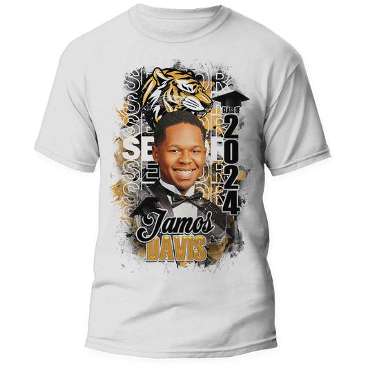 Graduation 2024 Senior Custom Photo Shirt Black Gold