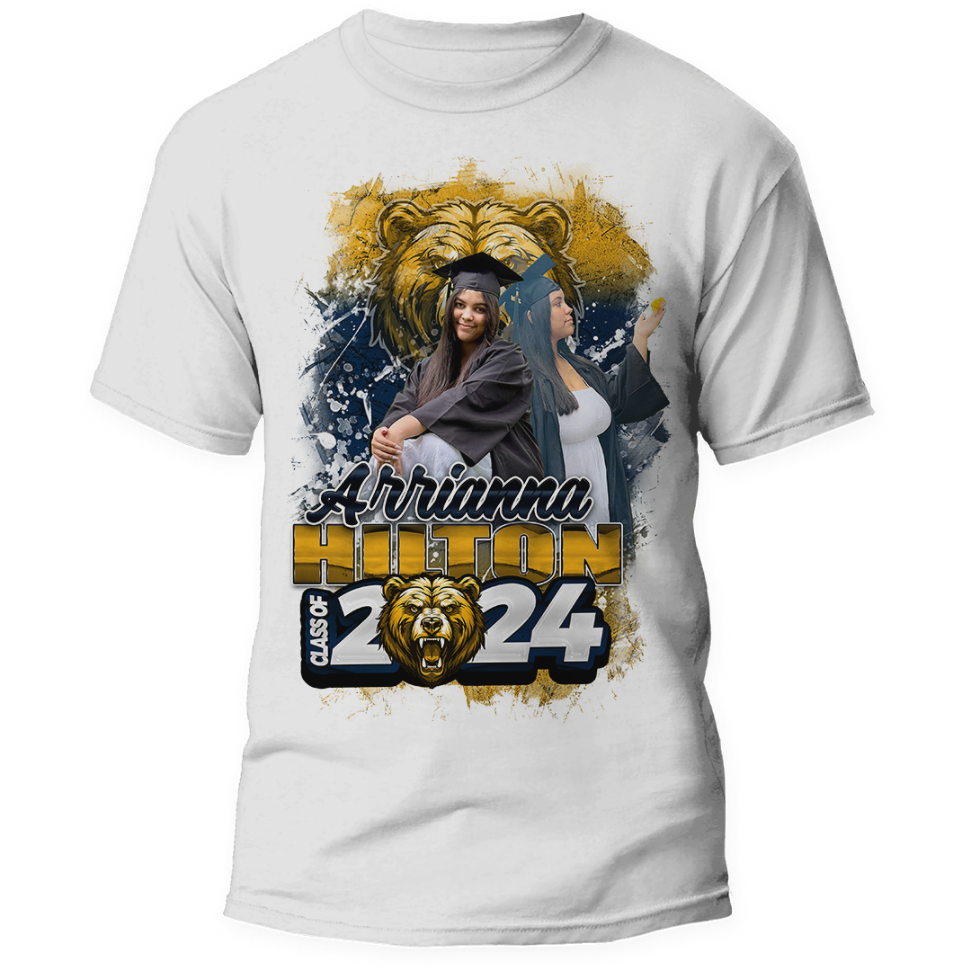 Graduation 2024 Senior Custom Photo Shirt Navy Blue Yellow