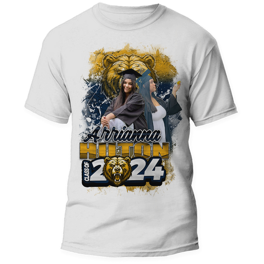 Graduation 2024 Senior Custom Photo Shirt Navy Blue Yellow