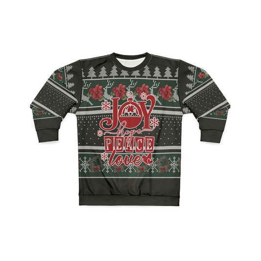 Joy Hope Peace Love Ugly Christmas All Over Print Sweater Unisex Sweatshirt (AOP)