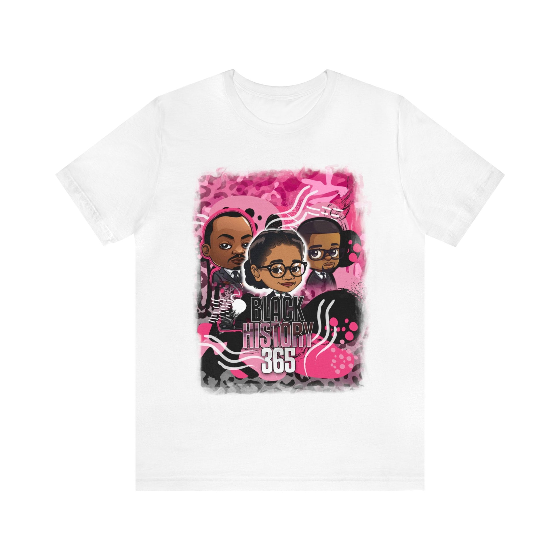 Black History 365 Cartoon Shirt-Pink & Black