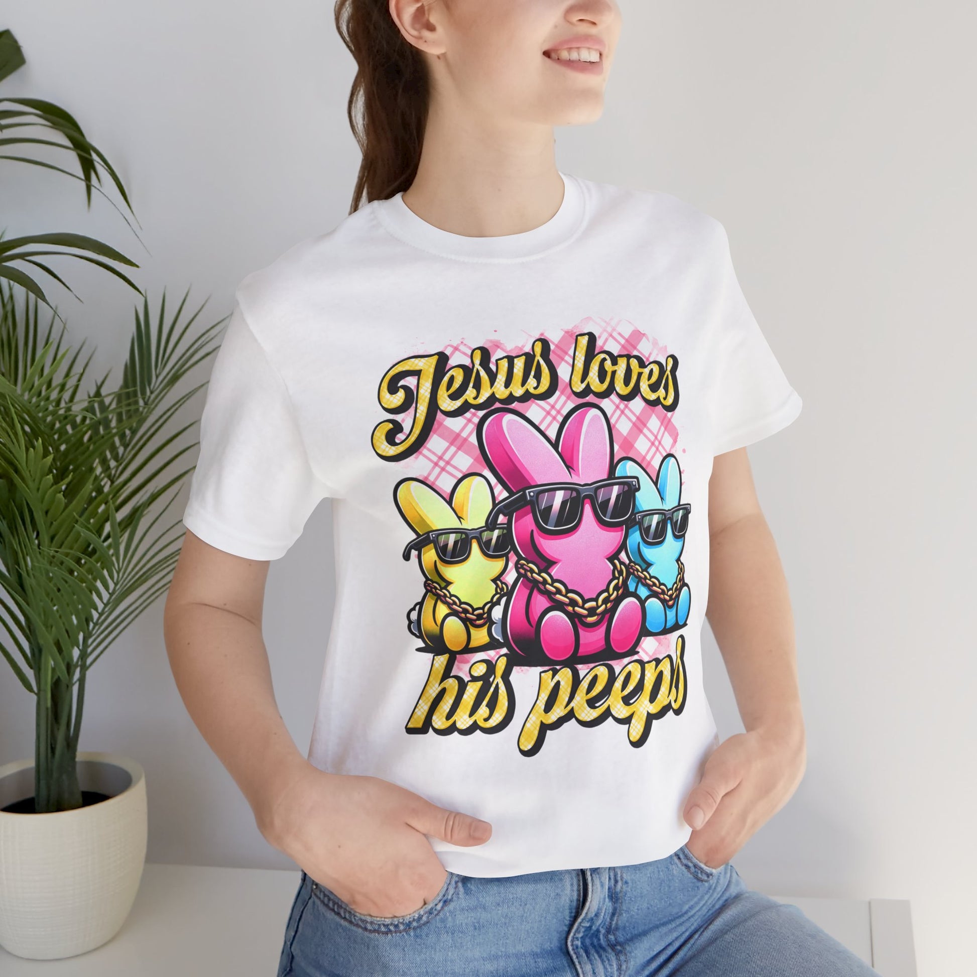 Jesus Loves His Peeps Funny Cute Easter Shirt 