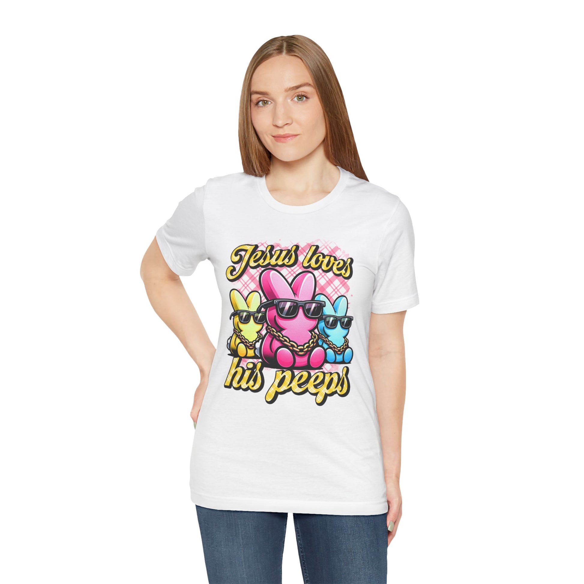 Jesus Loves His Peeps Funny Cute Easter Shirt 