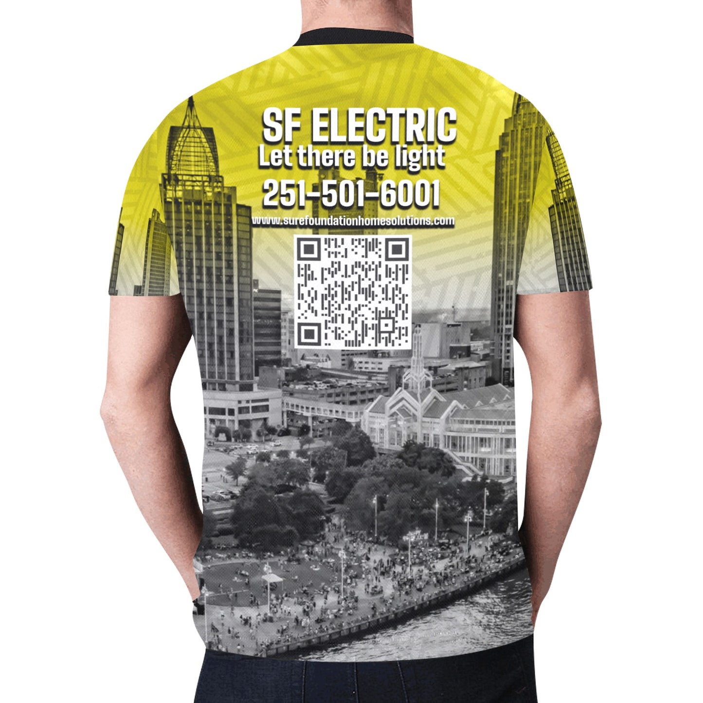 SF Electric City Scape Grunge All Over Print T-shirt