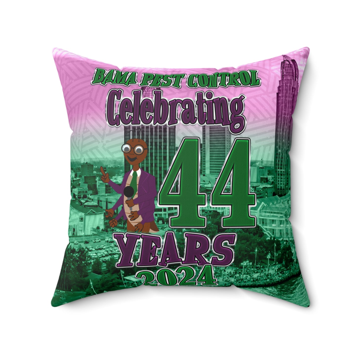 Pest Control Celebrating 44 Years in Business Polyester Square Pillow
