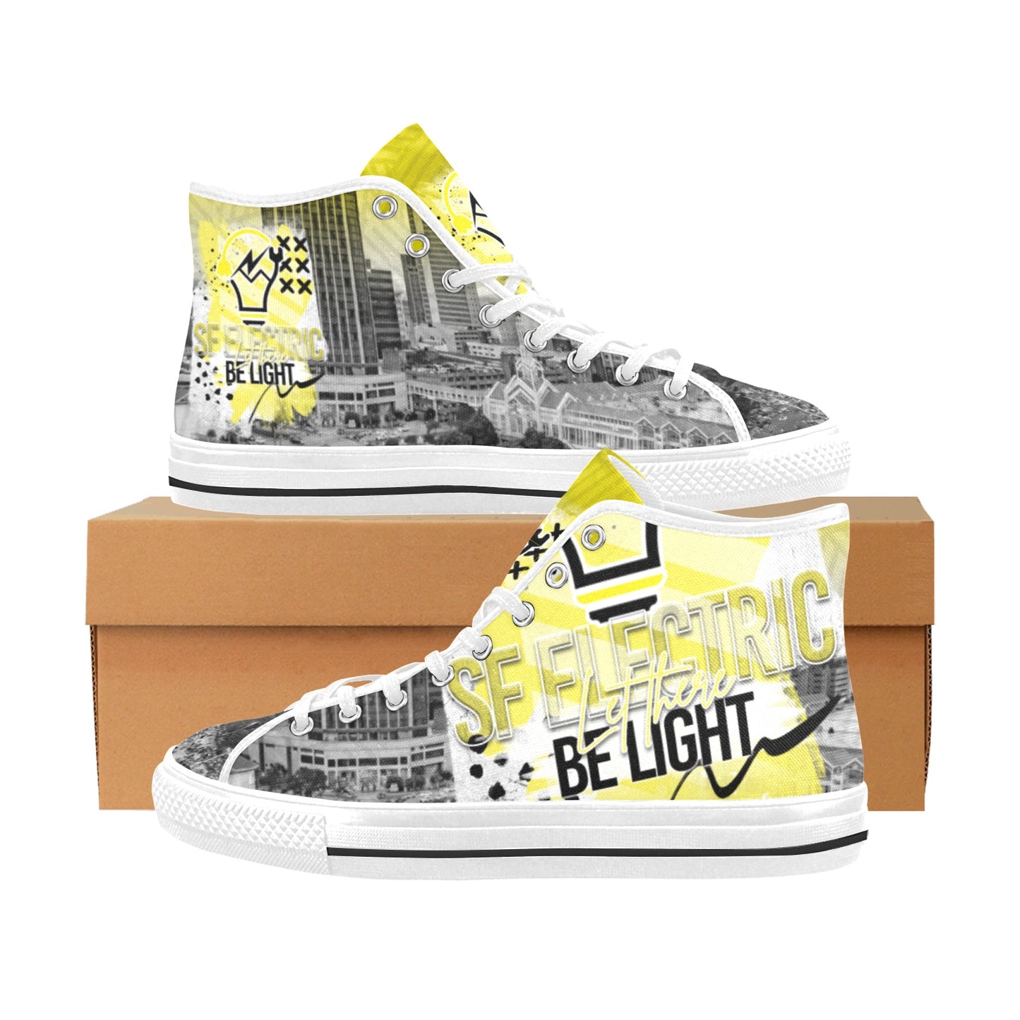 SF Electric City Scape Grunge Women's Canvas Shoes