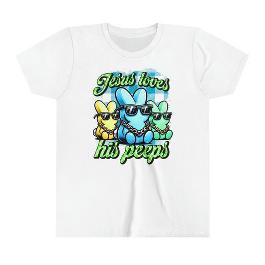 Jesus Loves His Peeps Funny Cute Easter Youth Shirt