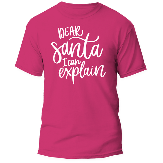 Dear Santa I Can Explain Pink T-Shirt