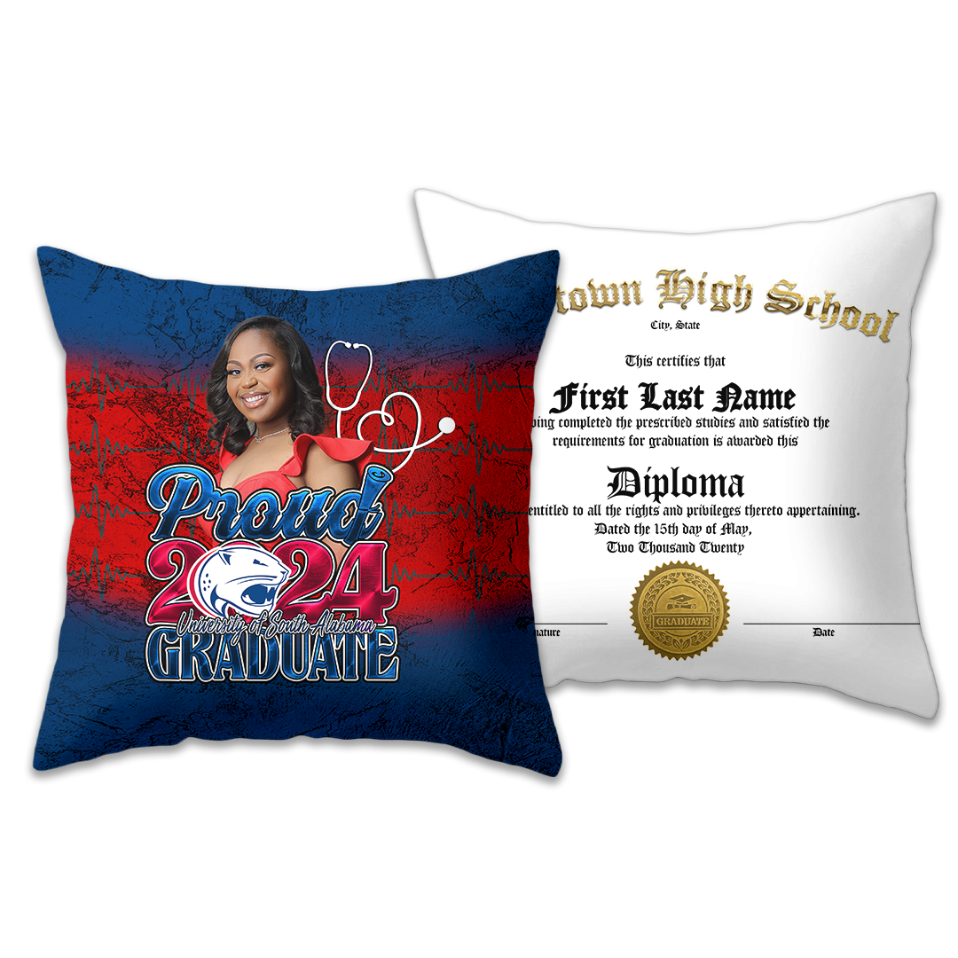 Graduation 2024 Custom  Pillow Red White Blue