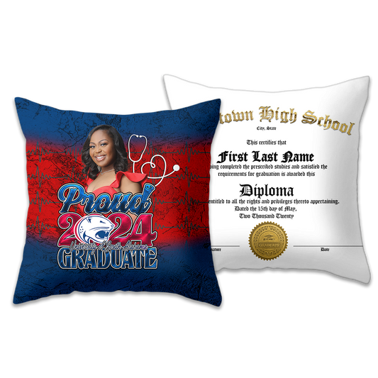 Graduation 2024 Custom  Pillow Red White Blue