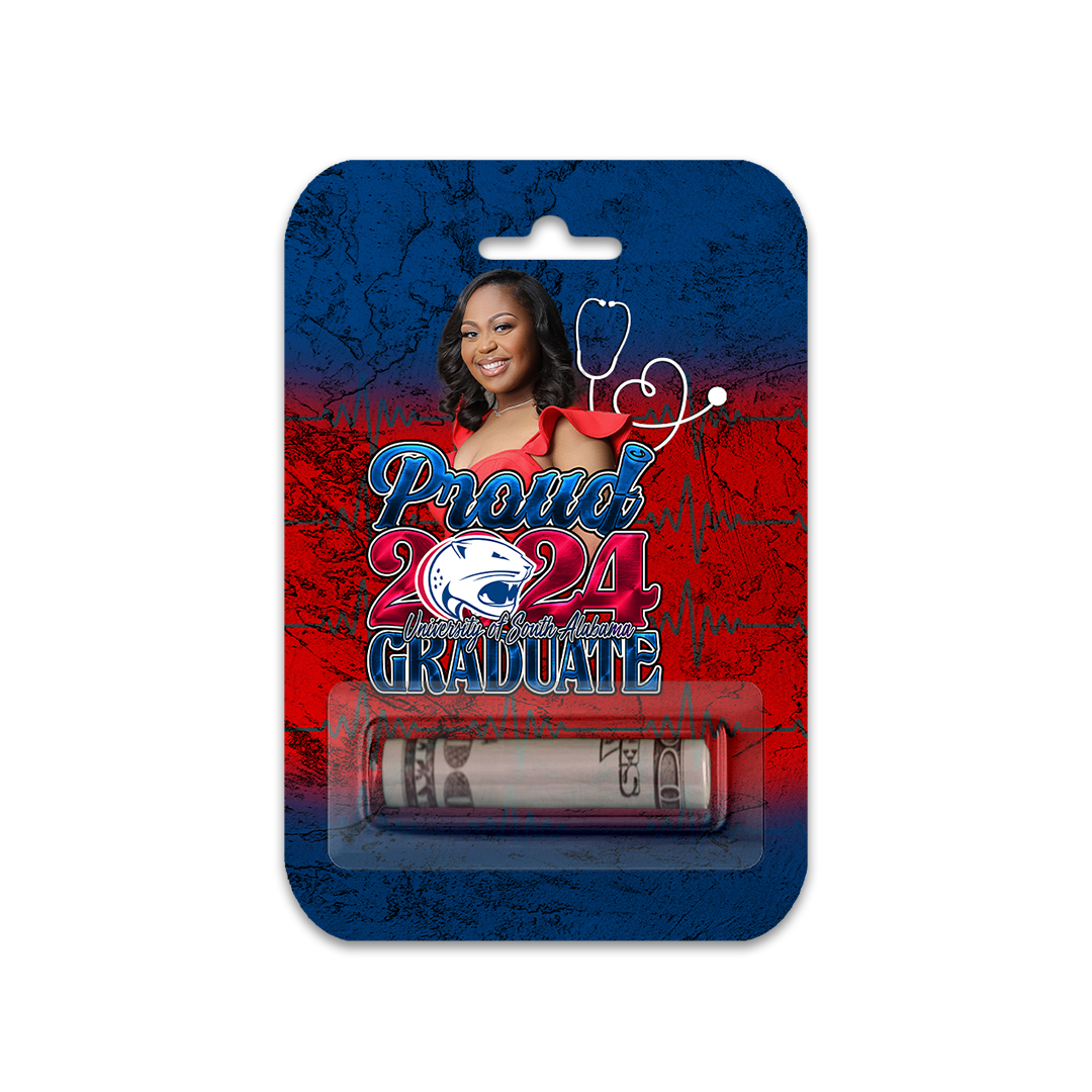 Graduation 2024 Custom Money Card Holder Red White Blue