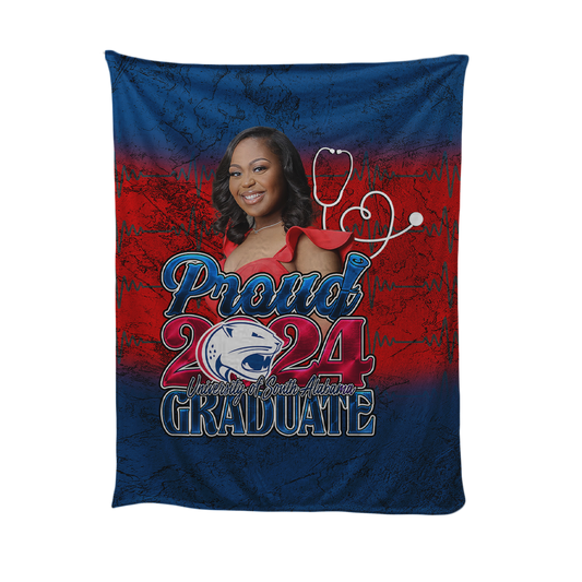 Graduation 2024 Custom Fleece Blanket Red White Blue