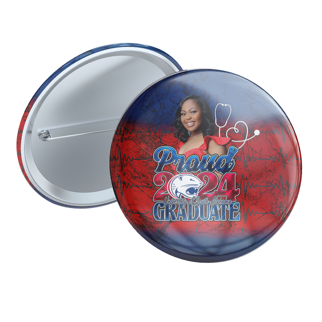 Graduation 2024 Custom Button Red White Blue