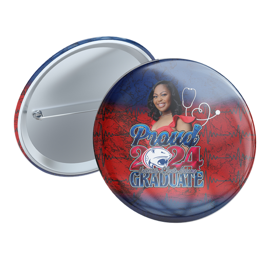 Graduation 2024 Custom Button Red White Blue