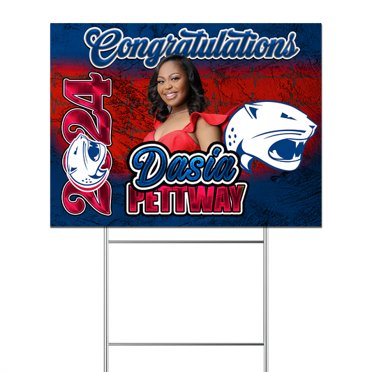 Graduation 2024 Custom Yard Sign Red White Blue