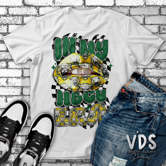 Custom In My HBCU Era Green and Yellow Bulldogs Sublimation Print T-Shirt