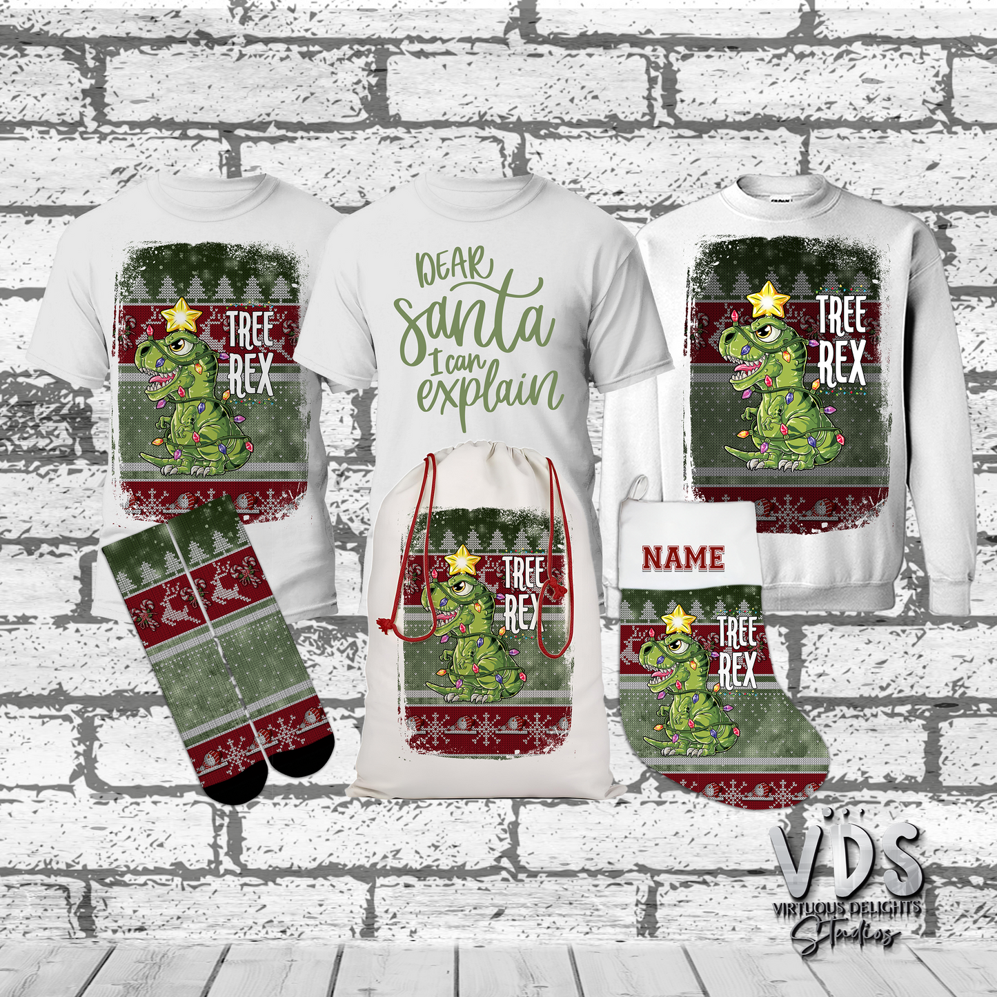 Tree Rex Personalized Christmas Stocking