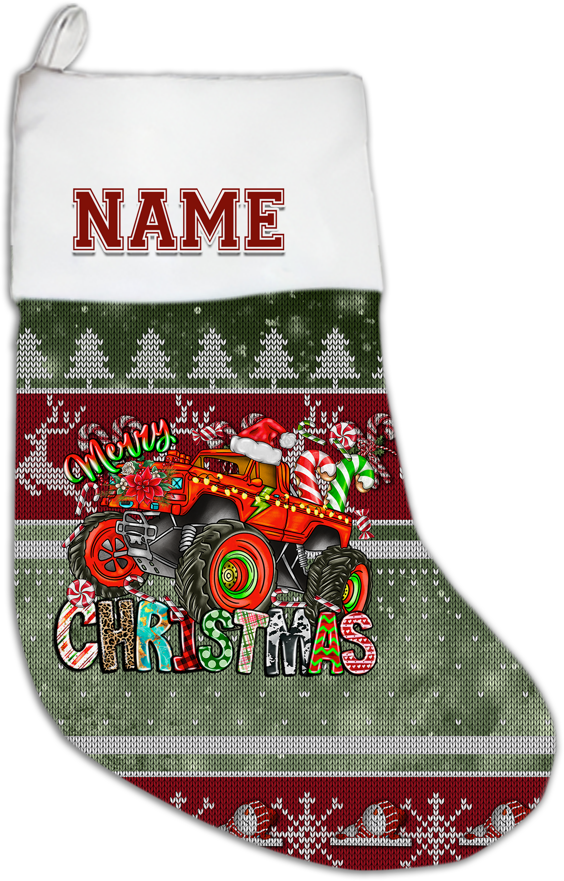 Monster Truck Personalized Christmas Stocking