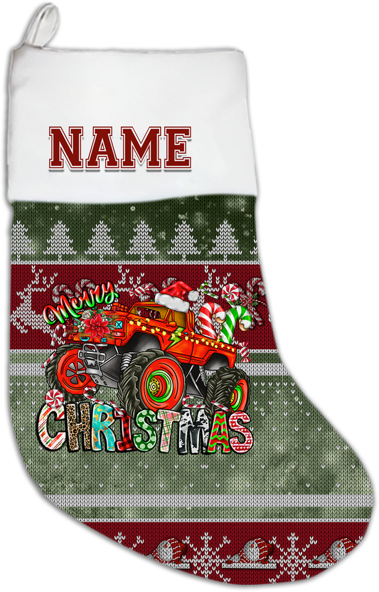 Monster Truck Personalized Christmas Stocking