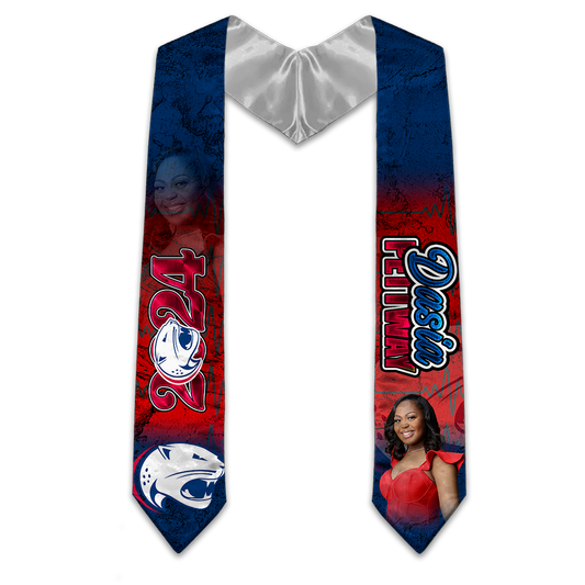 Senior 2024 Graduation Personalized Photo Stole Red White Blue