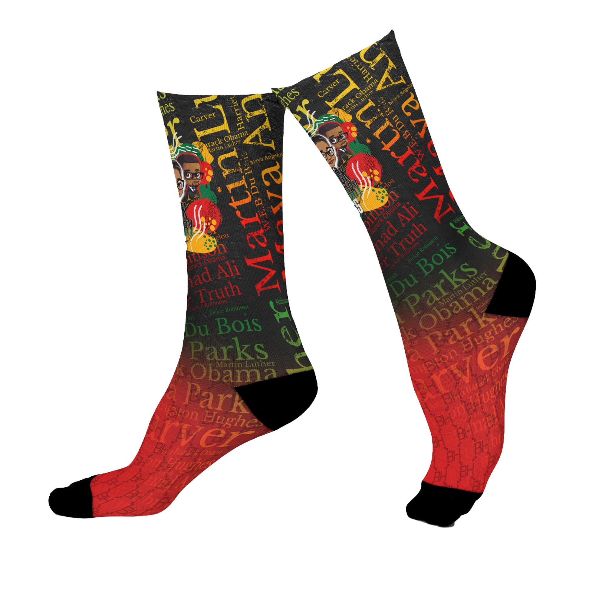 Black History 365 Cartoon Cushioned Crew Socks