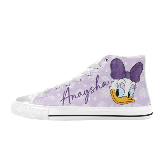 Cartoon duck purple bow High Top Canvas Shoes for Kid