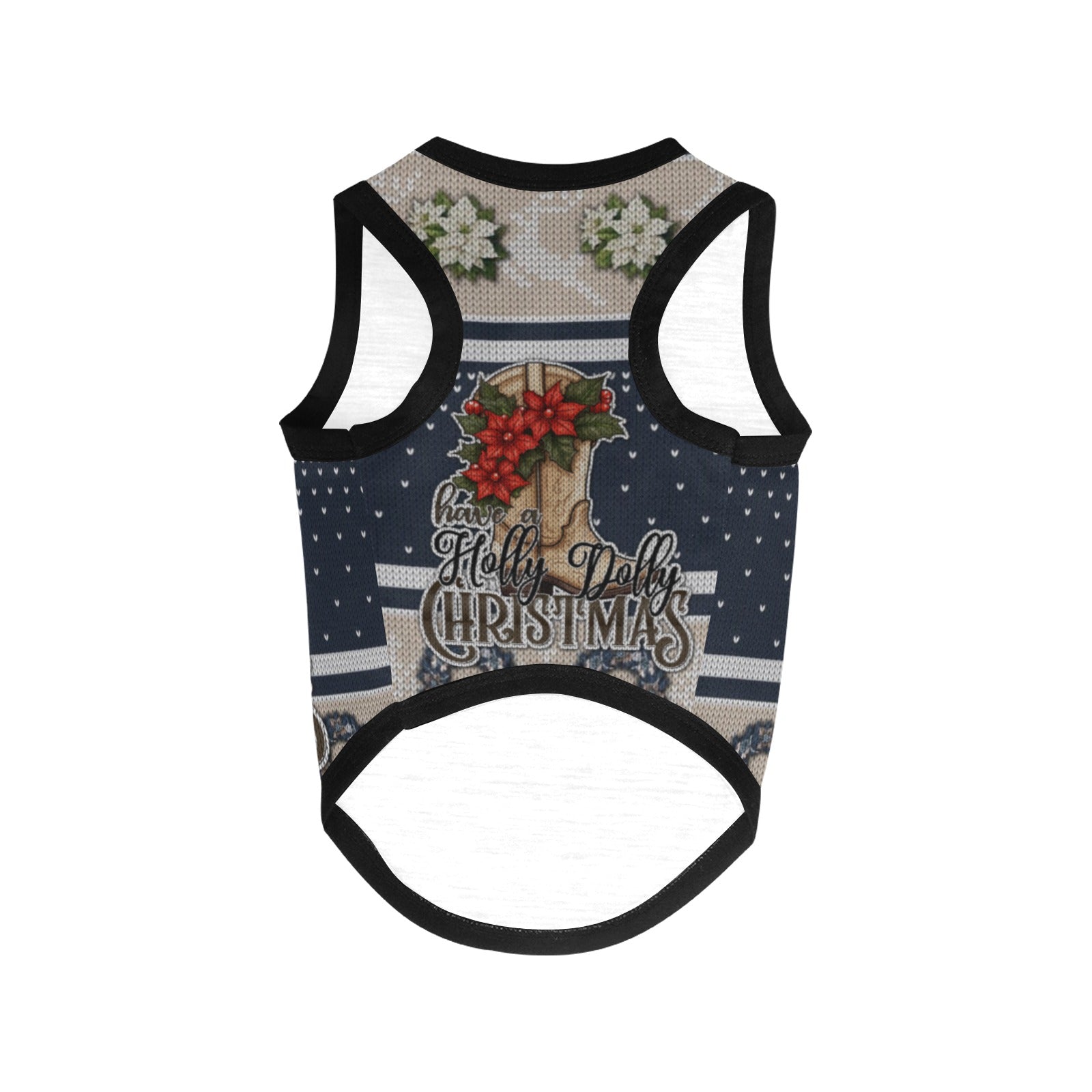 Have a Holly Dolly Christmas-Blue & Tan All Over Print Pet Tank Top