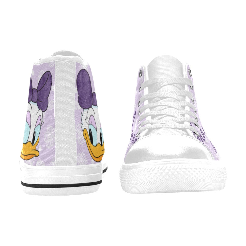 Cartoon duck purple bow High Top Canvas Shoes for Kid