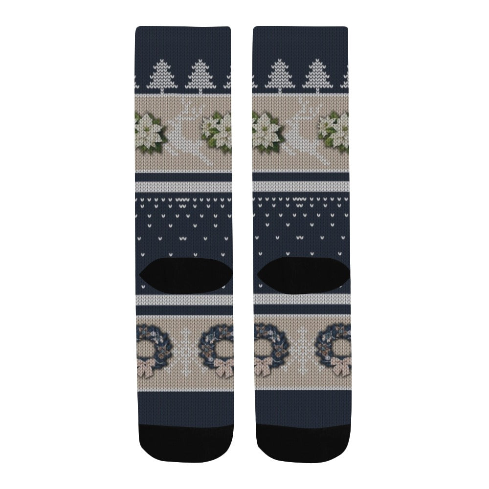 Have a Holly Dolly Christmas- Blue & Tan Custom Socks