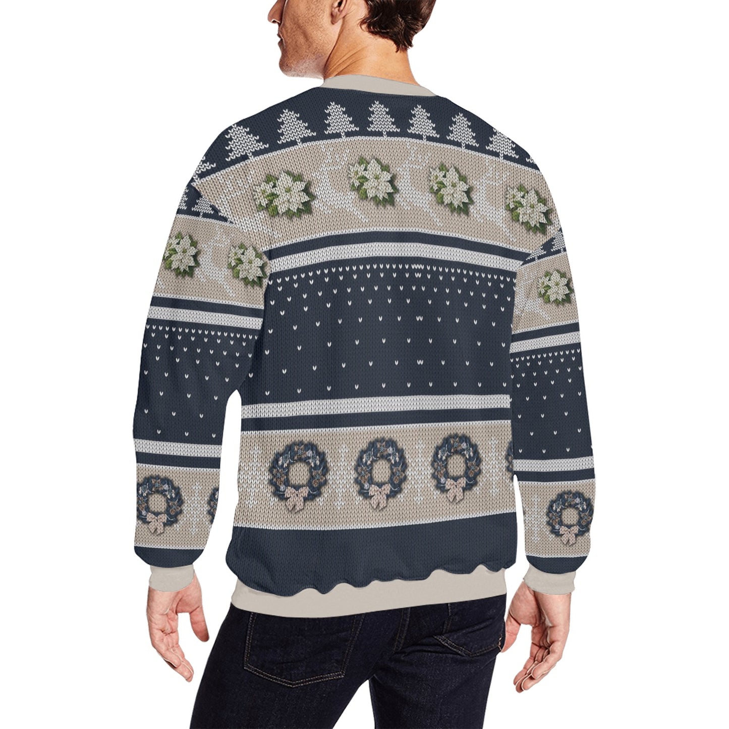 Have a Holly Dolly Christmas-Blue & Tan All Over Print Crewneck Sweatshirt